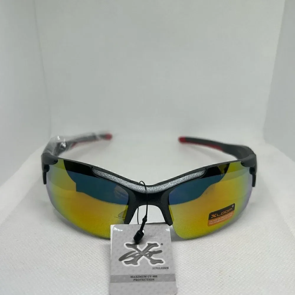 X-Loop Semi Rimless Wrap Mirrored Sunglasses